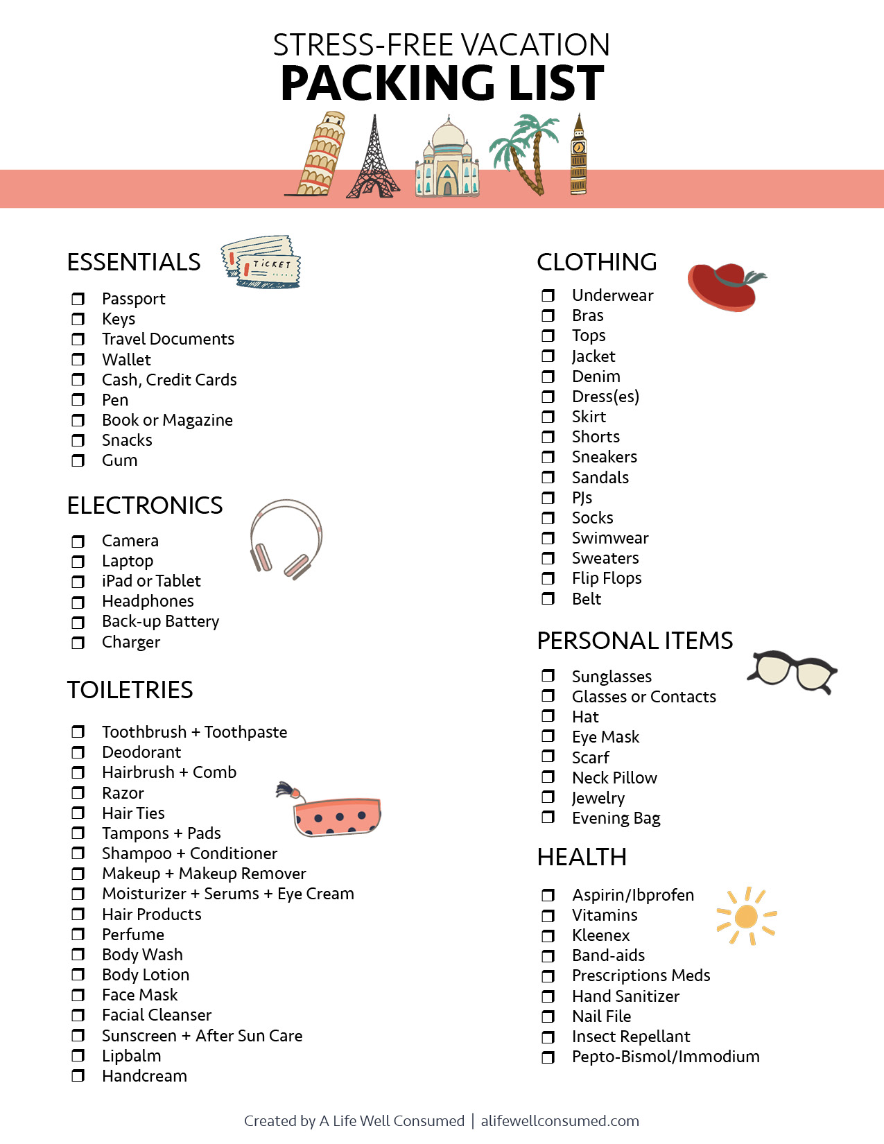 packing checklist for vacation