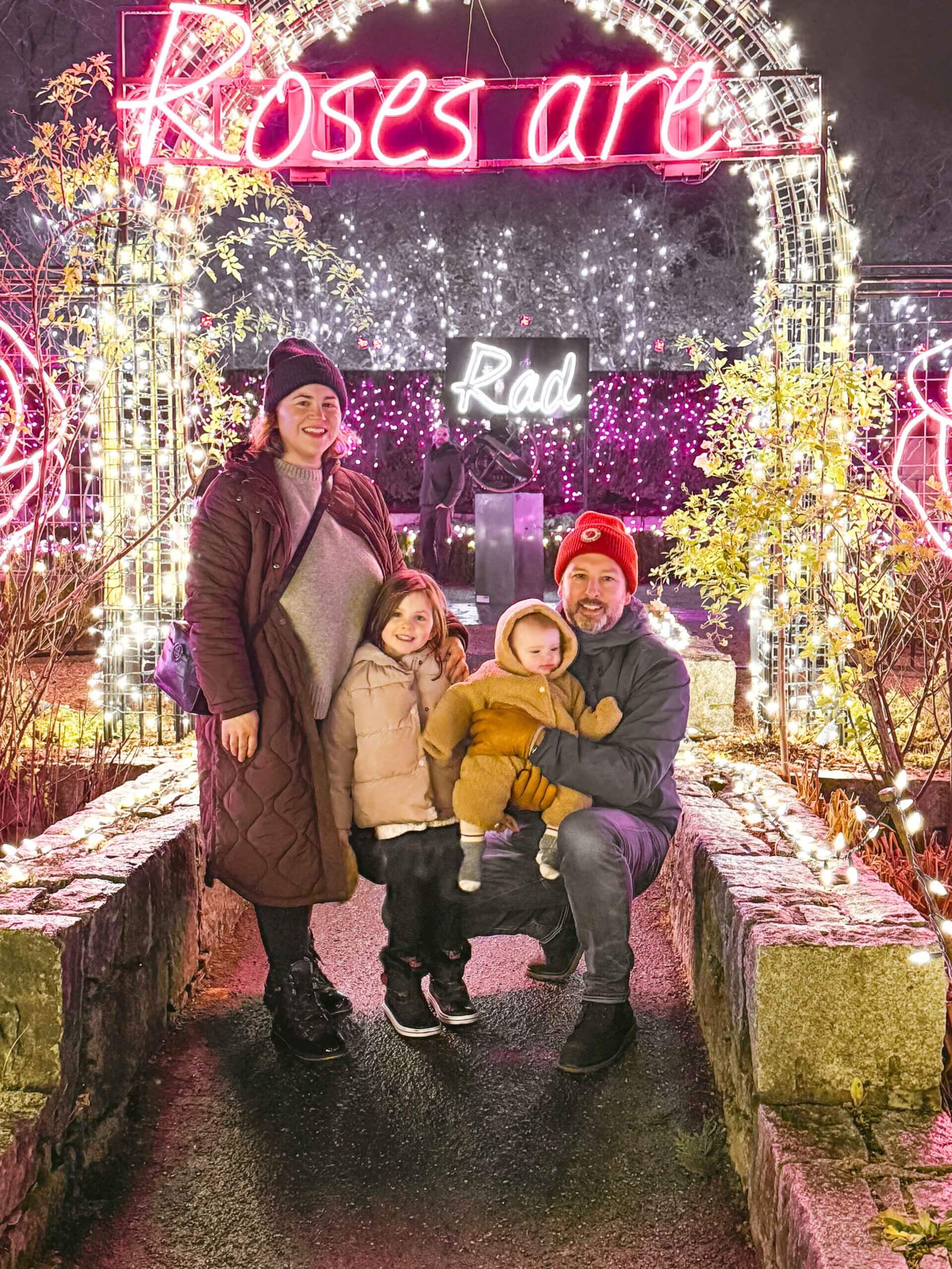 family at vandusen festival of lights december 2024